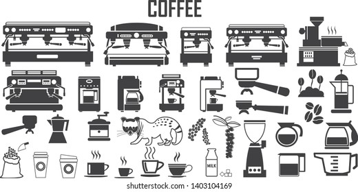 Coffee Machine Icon Vector Mono Symbol.