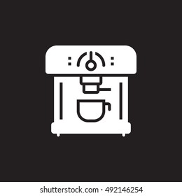 Coffee Machine icon vector, solid flat sign, pictogram isolated on black, logo illustration