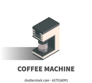 Coffee machine icon, vector symbol in isometric 3D style isolated on white background.
