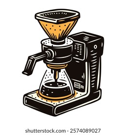 Coffee machine icon in vintage style