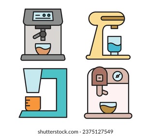 Icons für die Kaffeemaschine, Vektorgrafik