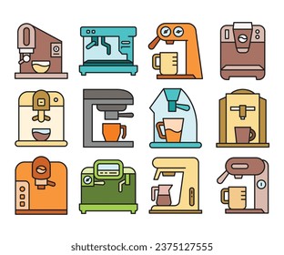 coffee machine icons set vector illustration