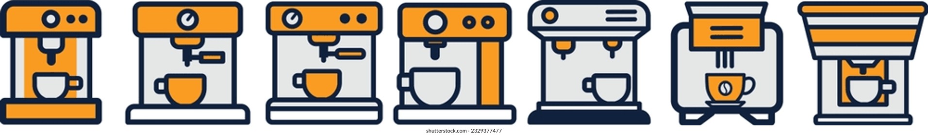 Illustration der Kaffeemaschine, handgezeichnet, Kaffeemaschinensymbol,