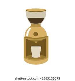 Coffee machine illustration. Coffee shop equipment. Coffee cup. Hour glass.