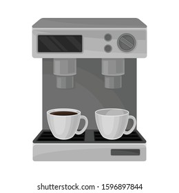 Coffee Machine Isolated on White Background Vector Illustrated Item