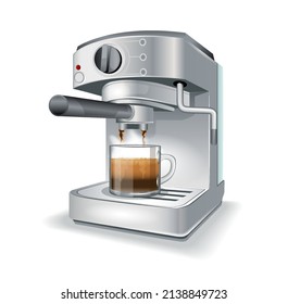 Máquina de café aislada de fondo blanco. Ilustración del vector 