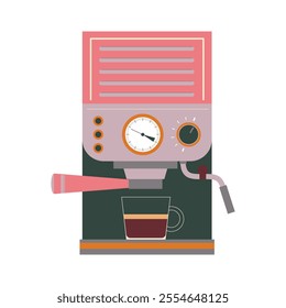 coffee machine isolated on white background, coffee time modern minimalist decoration vector illustration