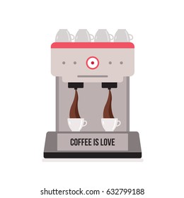 Coffee machine isolated on white background Flat design