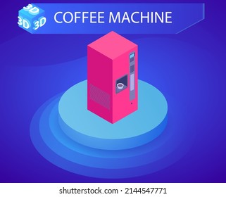 Coffee machine isometric design icon. Vector web illustration. 3d colorful concept