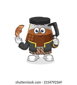 coffee machine Javanese character. cartoon mascot vector