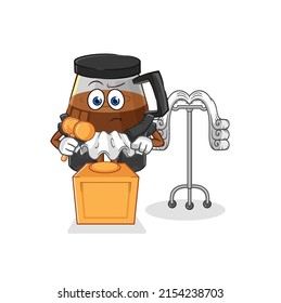 coffee machine judge holds gavel. character vector