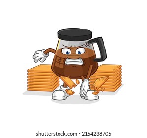 coffee machine karate mascot. cartoon vector