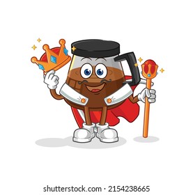 coffee machine king vector. cartoon character