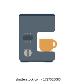 Coffee machine. Kitchen appliance. Kitchen domestic electrical equipment. Flat vector illustrations. Isolated cooking icons.