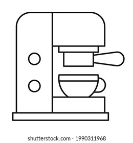 Coffee machine kitchen equipment. Coffee break symbol. Isolated vector.