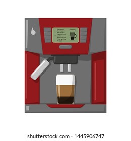 coffee machine with latte cup in flat style