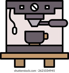 Máquina de café Linha Preenchida Vetor Ícone Design