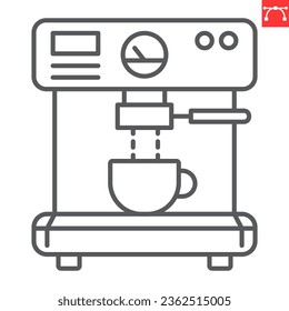 Coffee machine line icon, espresso and drink, coffee maker vector icon, vector graphics, editable stroke outline sign, eps 10.