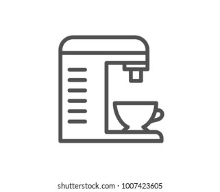 Coffee machine line icon. Hot drink sign. Fresh beverage symbol. Quality design element. Editable stroke. Vector