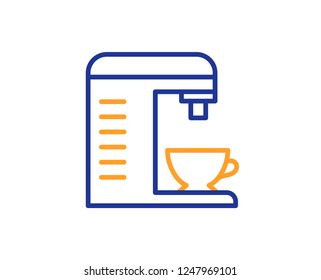 Coffee machine line icon. Hot drink sign. Fresh beverage symbol. Colorful outline concept. Blue and orange thin line color icon. Coffee machine Vector