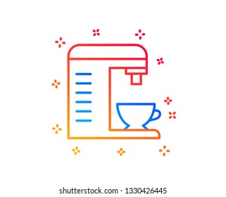Coffee machine line icon. Hot drink sign. Fresh beverage symbol. Gradient design elements. Linear coffee machine icon. Random shapes. Vector