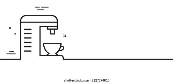 Coffee machine line icon. Hot drink sign. Fresh beverage symbol. Minimal line illustration background. Coffee machine line icon pattern banner. White web template concept. Vector