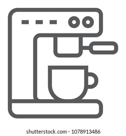 Coffee machine line icon, kitchen and cooking, cup sign vector graphics, a linear pattern on a white background, eps 10.
