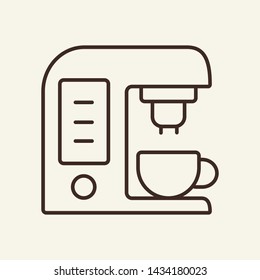 Coffee machine line icon. Coffee maker, cup, appliance. Cooking concept. Vector illustration can be used for topics like coffee shop, cafe, kitchen