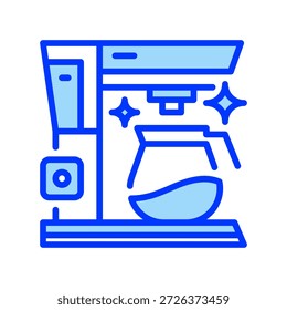 Symbol für die Linie der Kaffeemaschine, Umrisssymbol für das Brauen von Getränken, Küchengerät, Büropause, Espressozubereitung und Getränkezubereitung. Vektorsymbol.
