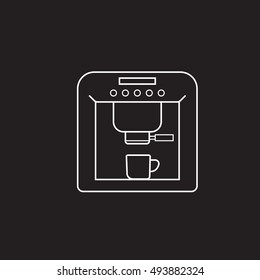 Coffee Machine line icon, outline vector sign, linear pictogram isolated on black. logo illustration