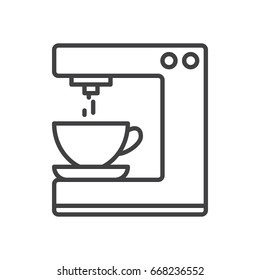 Coffee machine line icon, outline vector sign, linear style pictogram isolated on white. Coffee maker symbol, logo illustration. Editable stroke. Pixel perfect graphics