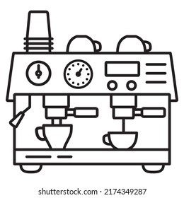 Coffee machine line icon.Coffee Maker.Socket machine coffe.Outline vector illustration.Isolated on white background.