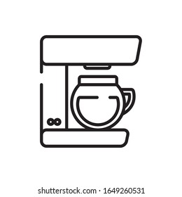Coffee machine line style icon design of time drink breakfast beverage morning store aroma and caffeine theme Vector illustration