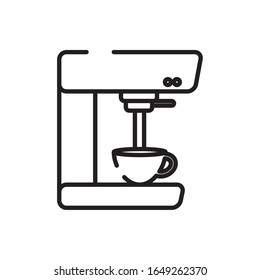 Coffee machine line style icon design of time drink breakfast beverage morning store aroma and caffeine theme Vector illustration