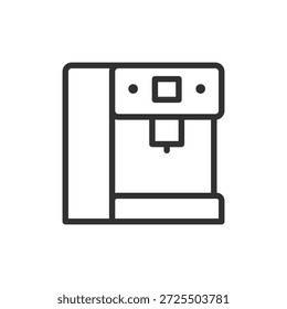 Coffee machine, linear icon. Automatic coffee brewing equipment. Line with editable stroke.