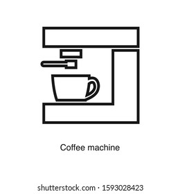 Coffee machine linear icon vector on white background. Black icon illustration