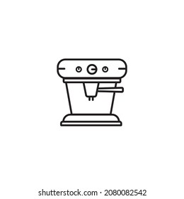 Coffee machine with lines on a white background.  Can be used as an icon. Coffee brewing concept.