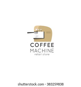 coffee machine logo vector vintage design