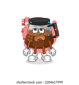 coffee machine low battery mascot. cartoon vector
