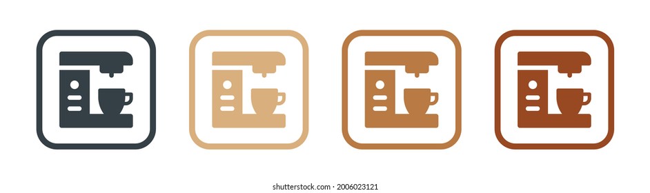 Coffee machine or coffee maker icon set. Vector illustration