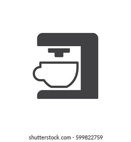 Coffee machine, maker icon vector, filled flat sign, solid pictogram isolated on white. Symbol, logo illustration. Pixel perfect