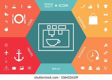 Coffee machine, coffee maker linear icon