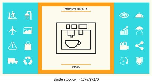 Coffee machine, coffee maker linear icon. Graphic elements for your design