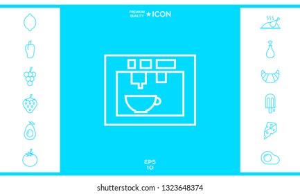 Coffee machine, coffee maker linear icon. Graphic elements for your design