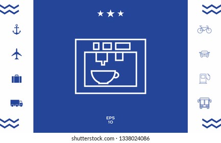 Coffee machine, coffee maker linear icon. Graphic elements for your design