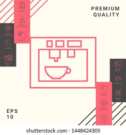 Coffee machine, coffee maker linear icon. Graphic elements for your design