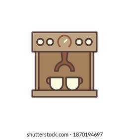 Coffee Machine Maker vector concept brown icon or logo element