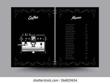 Coffee machine menu list. vector illustration.