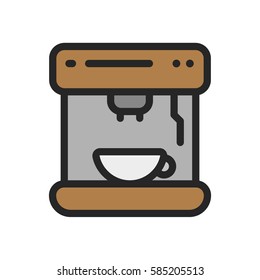 Coffee Machine Minimal Color Flat Line Stroke Icon Pictogram Symbol Illustration