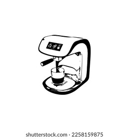 Coffee machine with coffee mug and White color background.